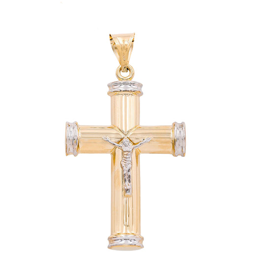 14K Yellow and White Gold Jesus on the Cross Pendant