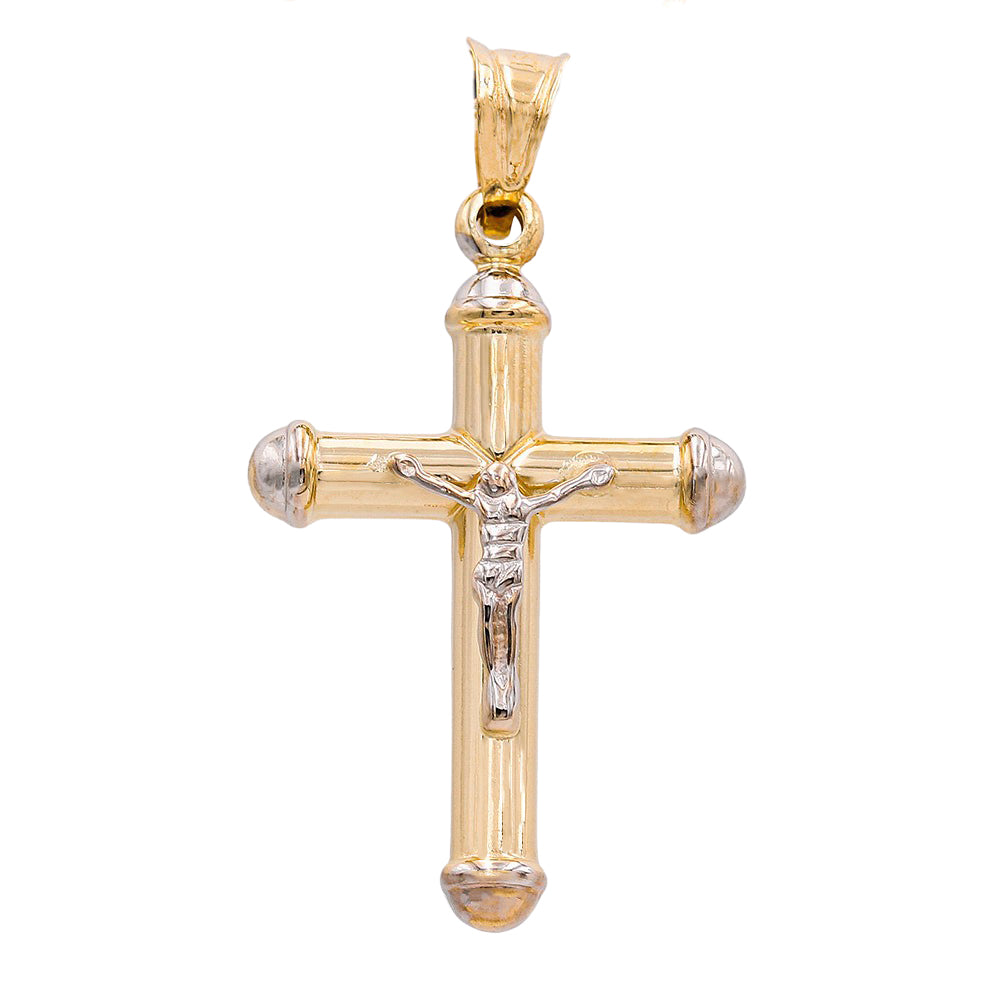 14K Yellow and White Gold Jesus on the Cross Pendant