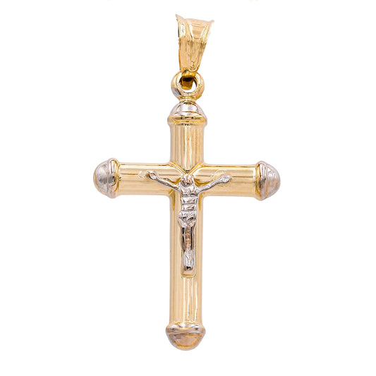 14K Yellow and White Gold Jesus on the Cross Pendant