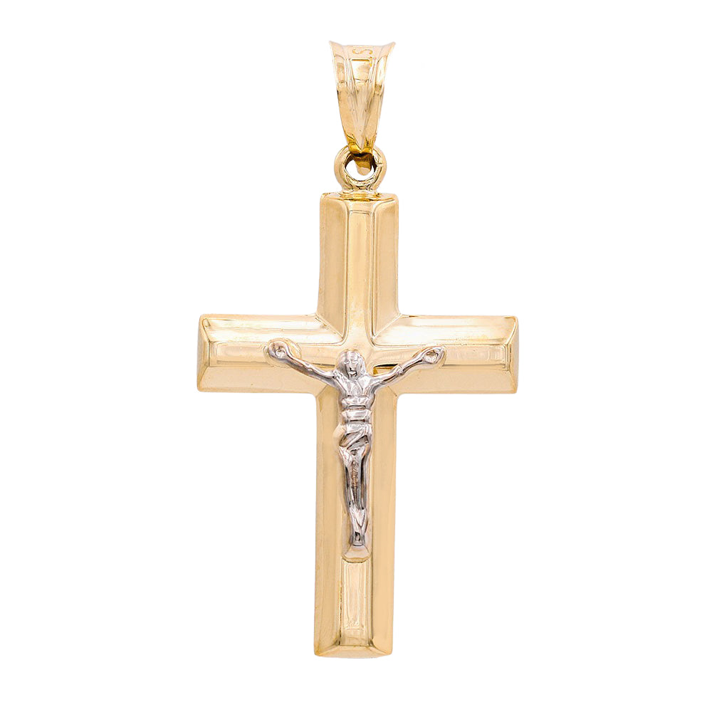 14K Yellow and White Gold Jesus on the Cross Pendant