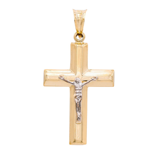 14K Yellow and White Gold Jesus on the Cross Pendant