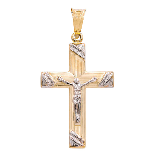 14K Yellow and White Gold Jesus on the Cross Pendant