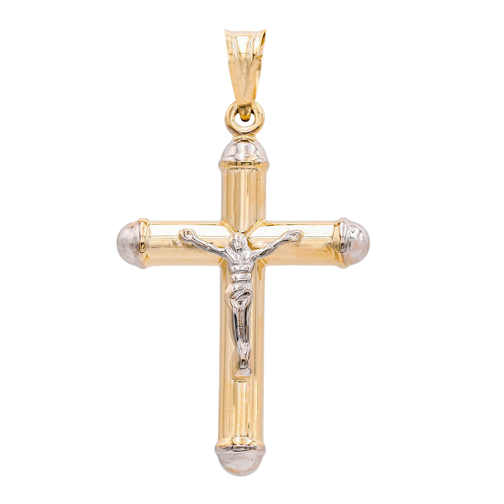 14K Yellow and White Gold Jesus on the Cross Pendant
