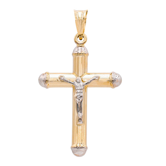 14K Yellow and White Gold Jesus on the Cross Pendant