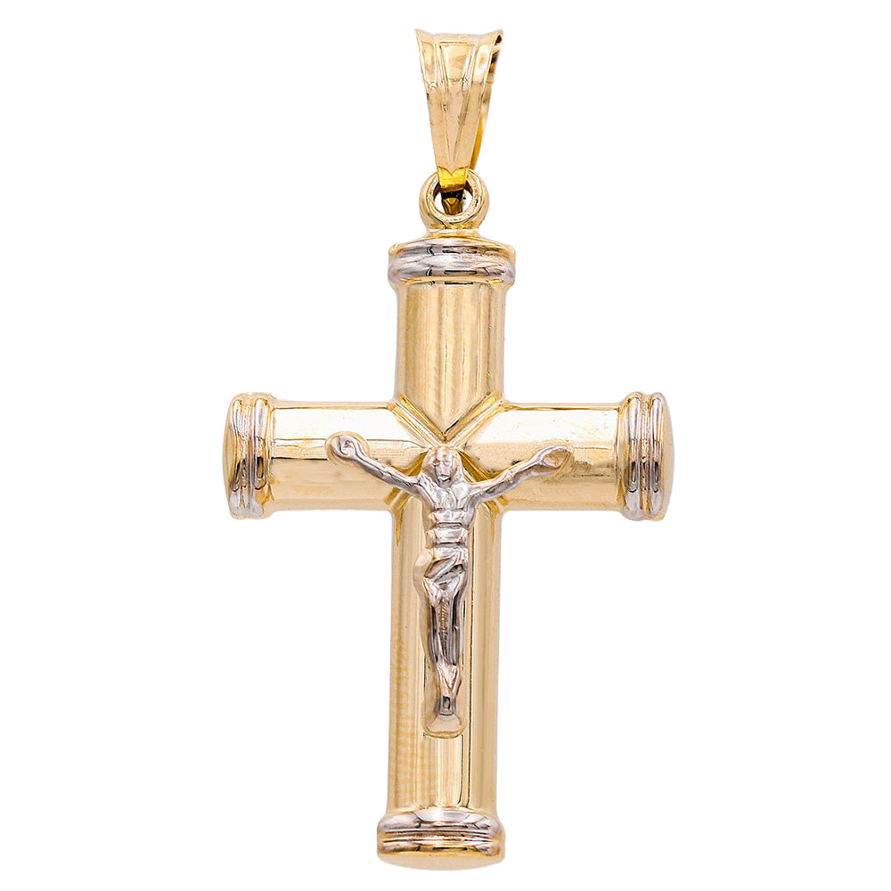 14K Yellow and White Gold Jesus on the Cross Pendant