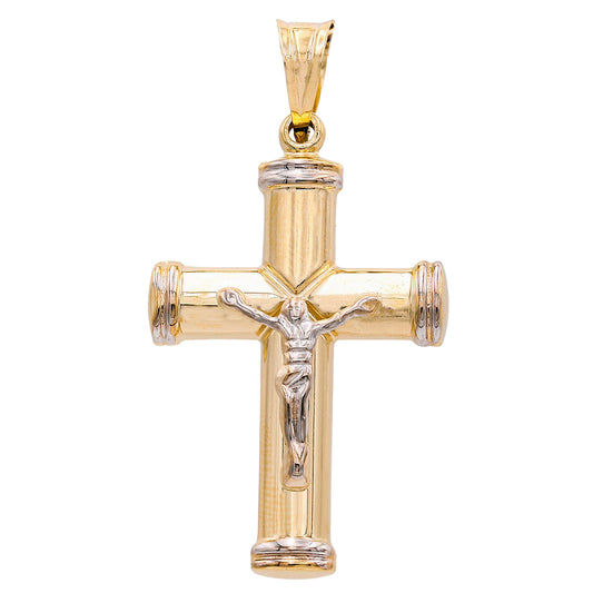 14K Yellow and White Gold Jesus on the Cross Pendant