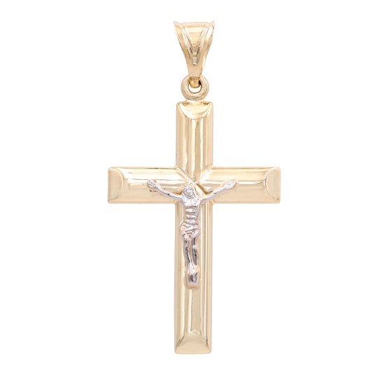 14K Yellow and White Gold Jesus on the Cross Pendant
