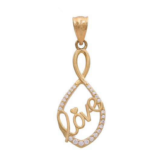 14K Yellow Gold Infinity Love Pendant with Cubic Zirconias