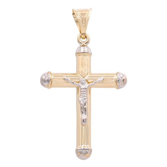 14K Yellow and White Gold Jesus on the Cross Pendant