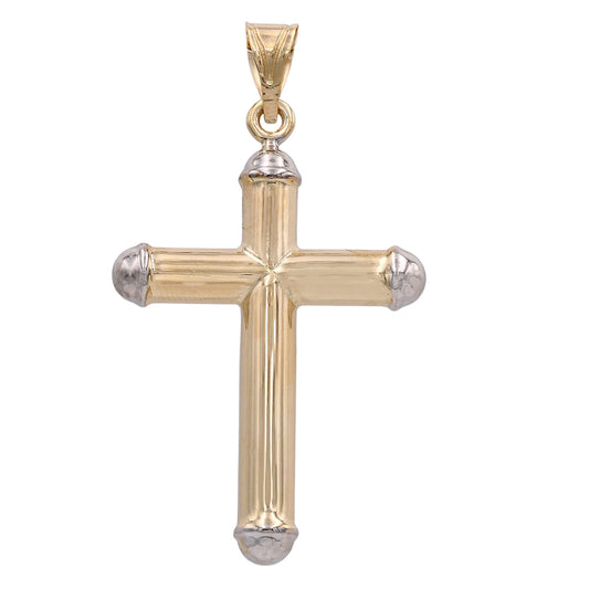 14K Yellow and White Cross Pendant