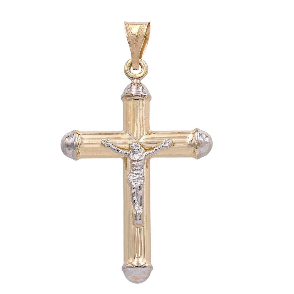 14K Yellow and White Gold Jesus on the Cross Pendant