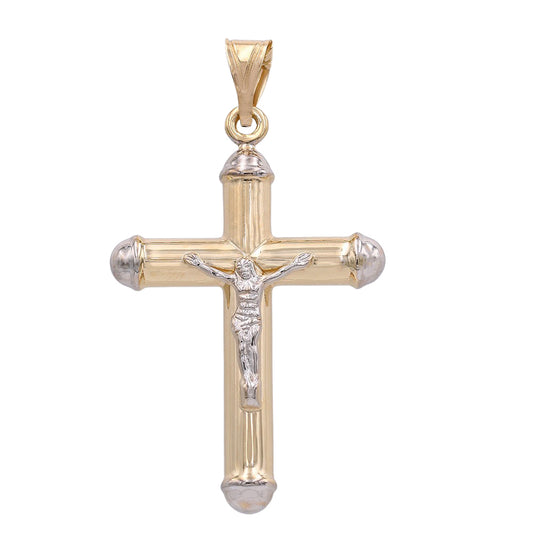 14K Yellow and White Gold Jesus on the Cross Pendant