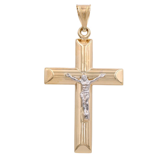 14K Yellow and White Gold Jesus on the Cross Pendant