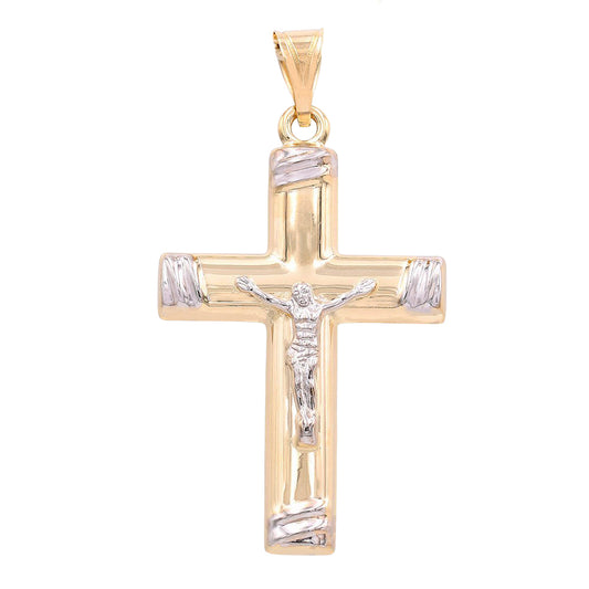 14K Yellow and White Gold Jesus on the Cross Pendant