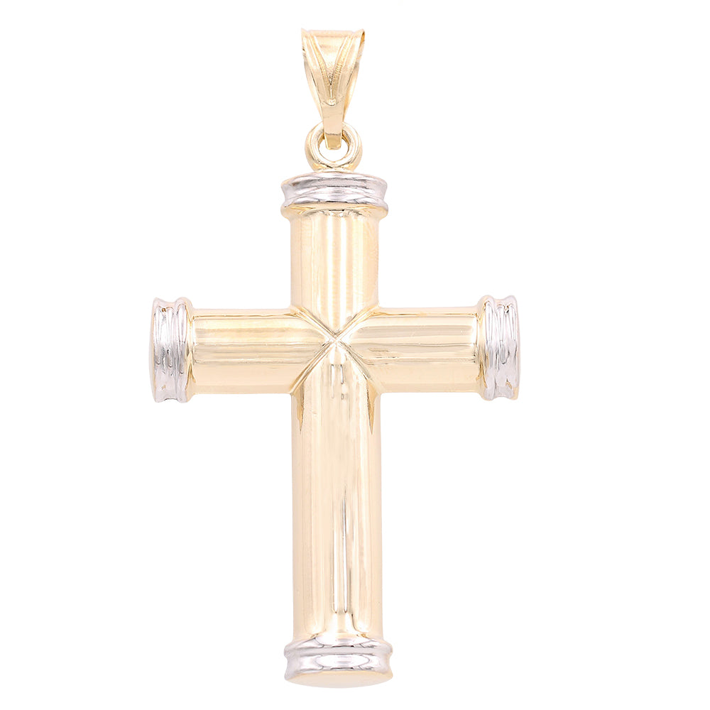14K Yellow and White Gold Cross Pendant