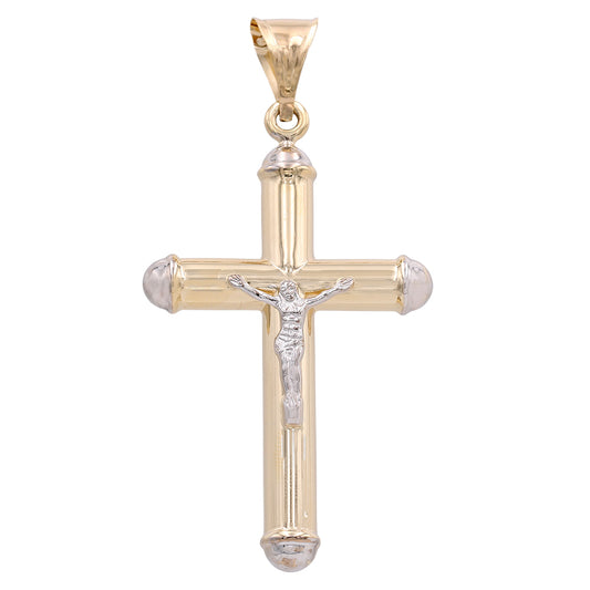 14K Yellow and White Gold Jesus on the Cross Pendant