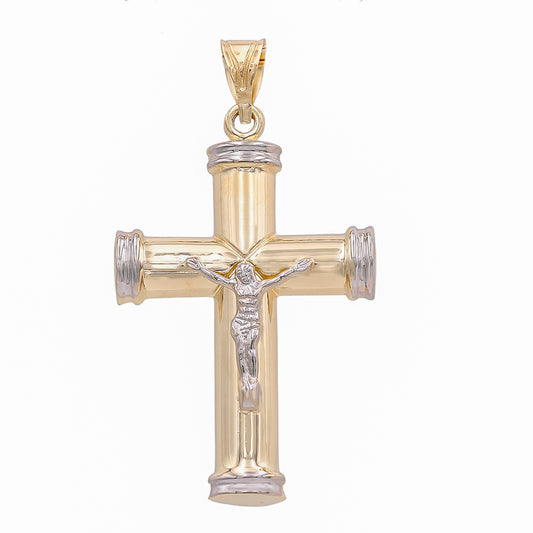 14K Yellow and White Gold Jesus on the Cross Pendant