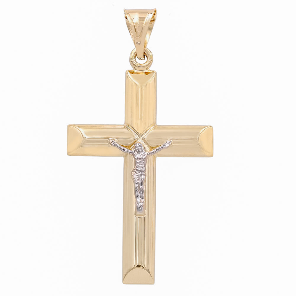 14K Yellow and White Gold Jesus on the Cross Pendant