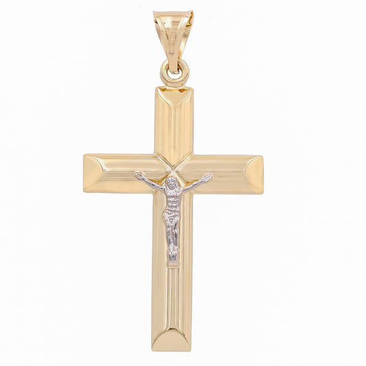14K Yellow and White Gold Jesus on the Cross Pendant