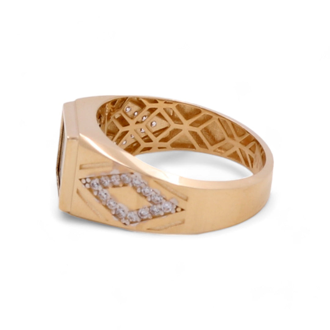 14K Yellow Gold Men Ring with Onyx Stone