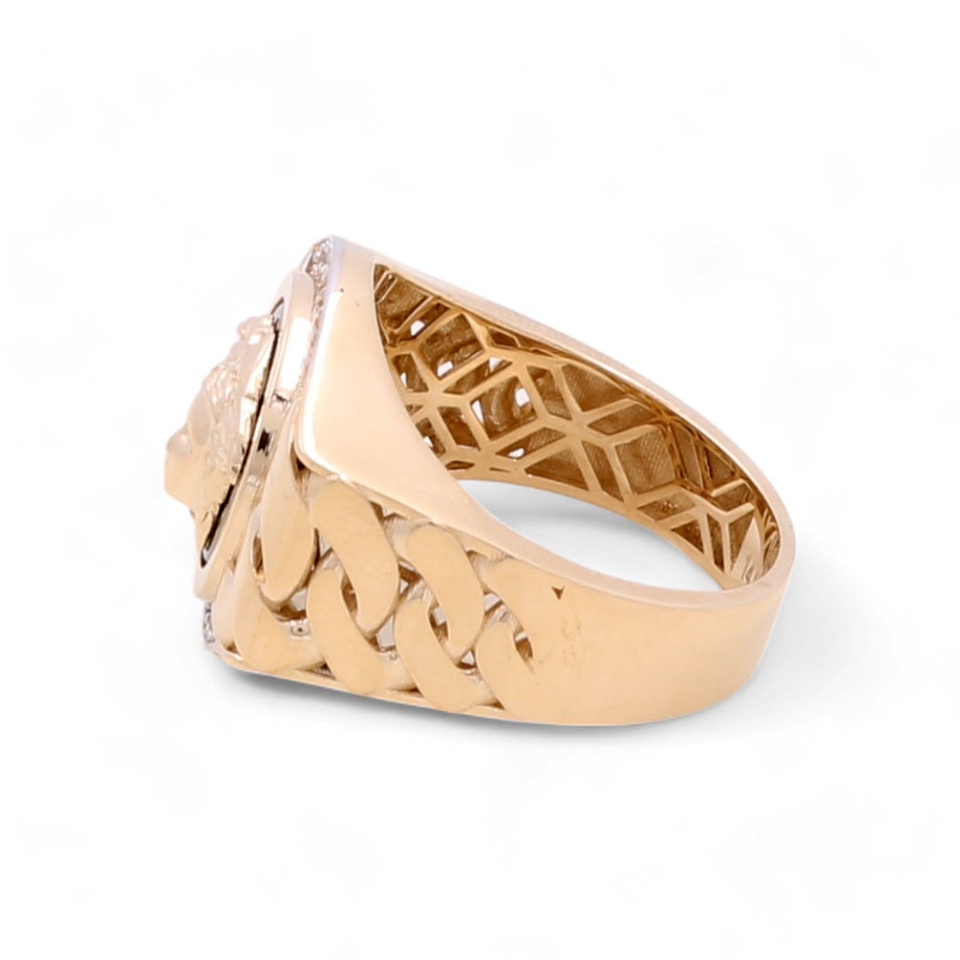 14K Yellow Gold Men's Fashion Ring with Cubic Zirconias