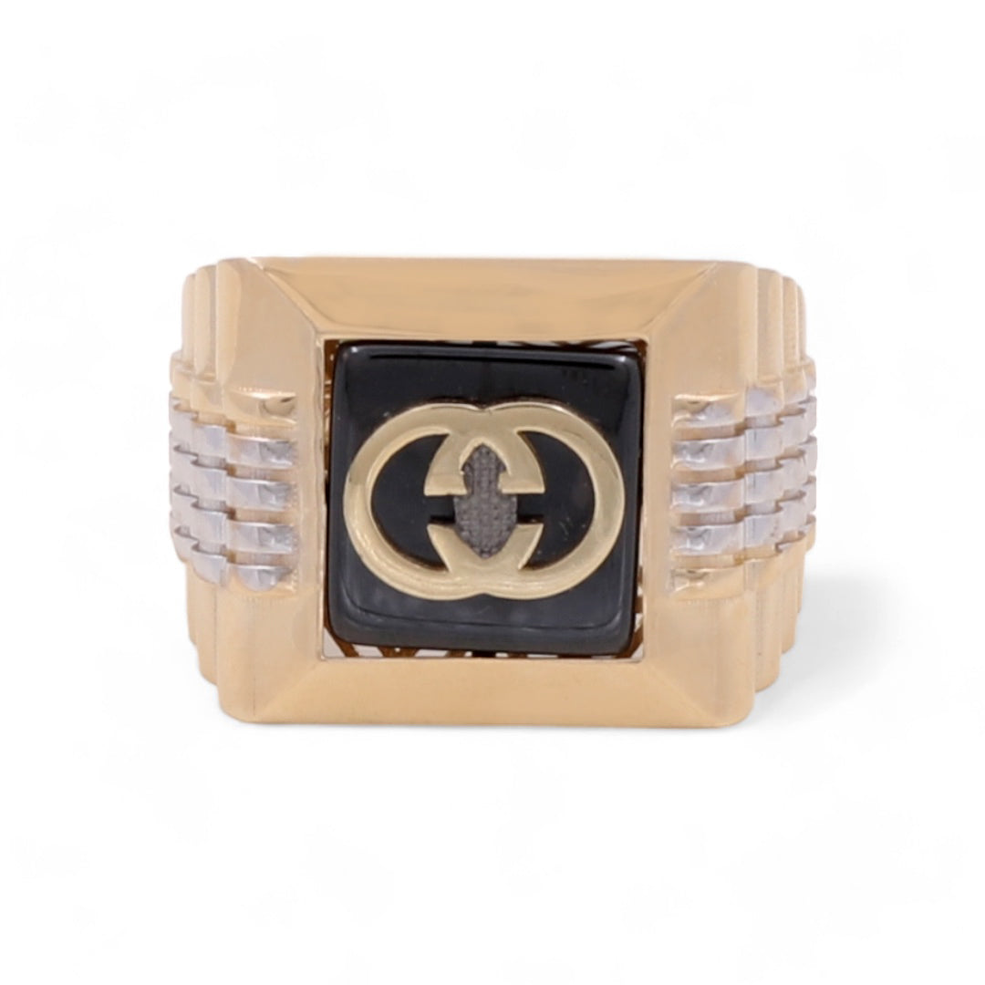 14K Yellow and White Gold Men's Fashion Ring
