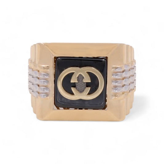 14K Yellow and White Gold Men's Fashion Ring