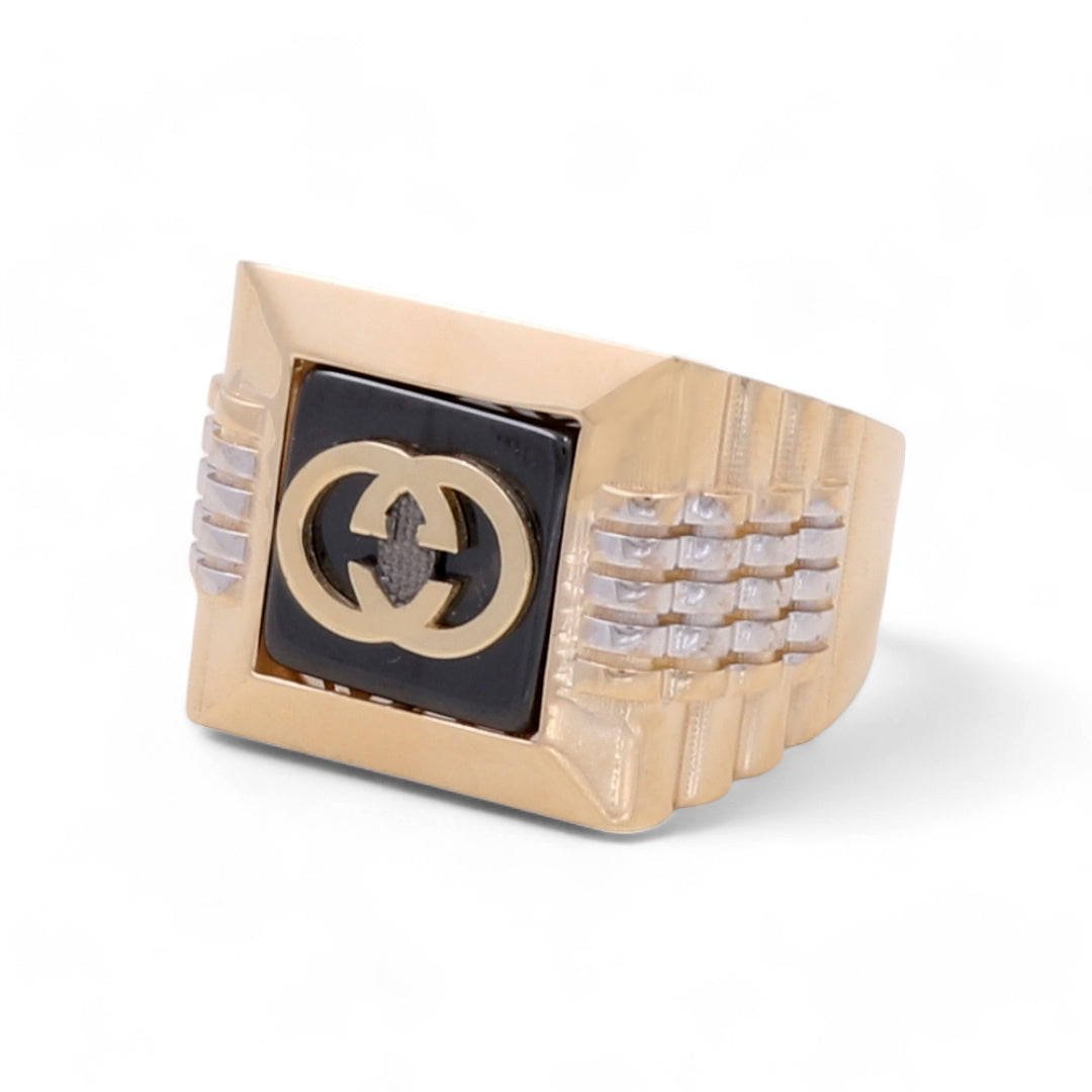 14K Yellow and White Gold Men's Fashion Ring