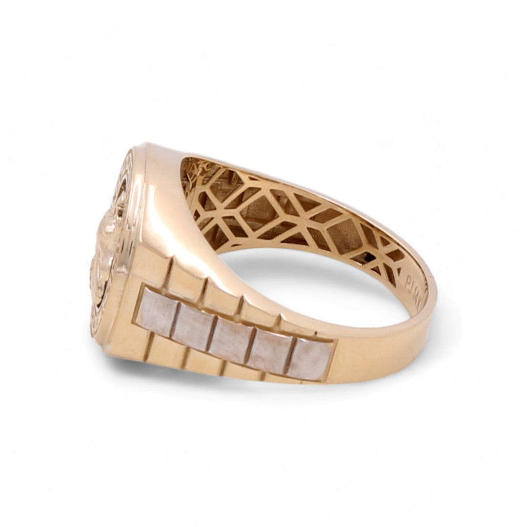 14K Yellow and White Gold Men's Horse Ring