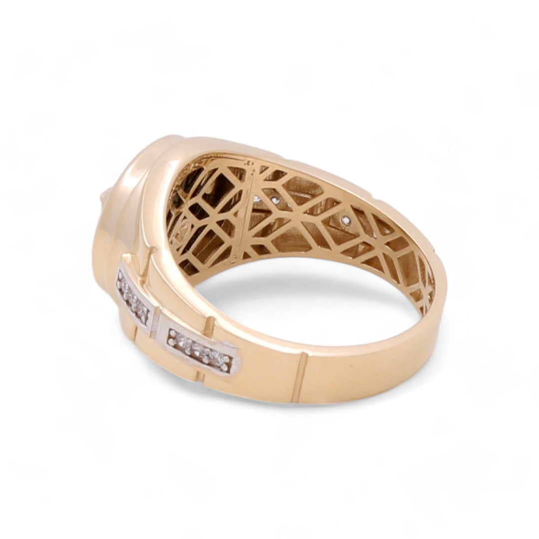 14K Yellow and White Gold Men's Lion Ring