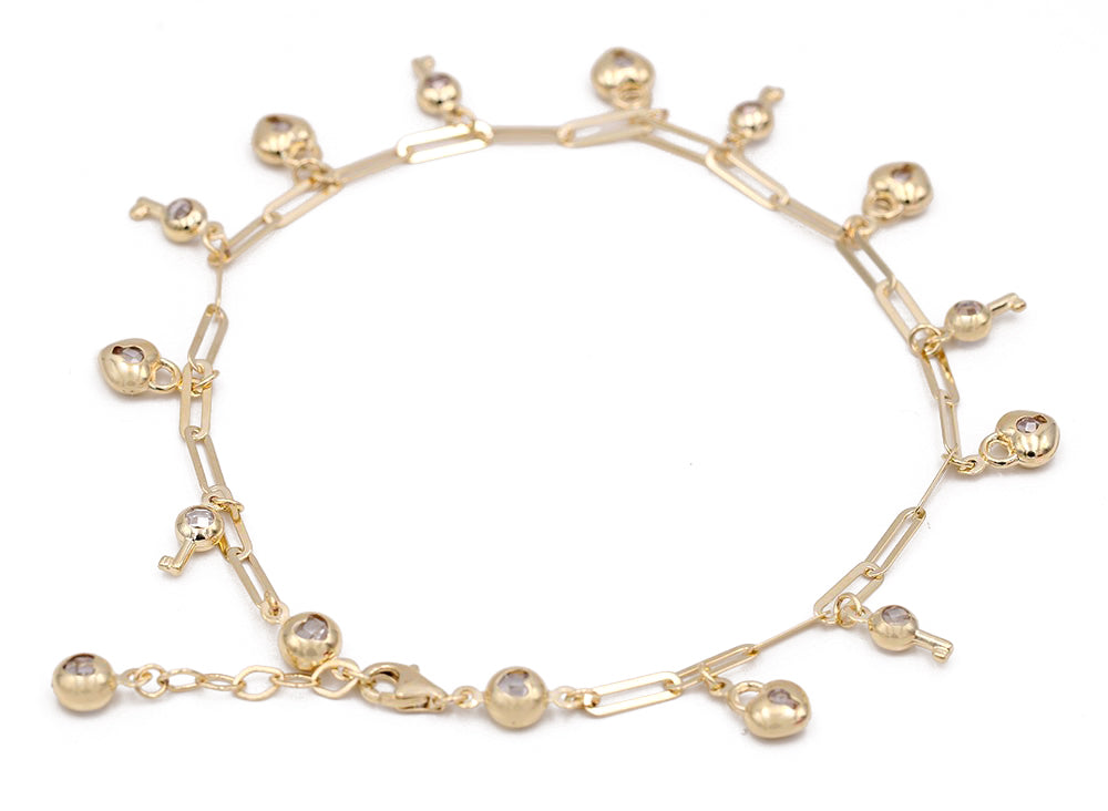 14K Yellow Gold Fashion Beads Bracelet