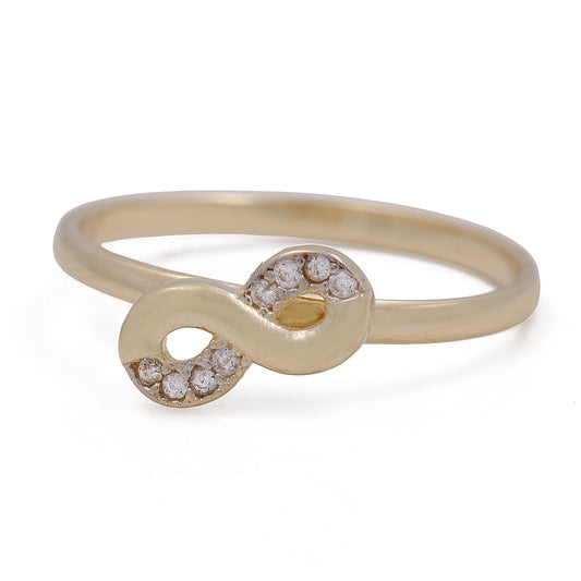 14K Yellow Gold Fashion Infinity Ring with Cubic Zirconias