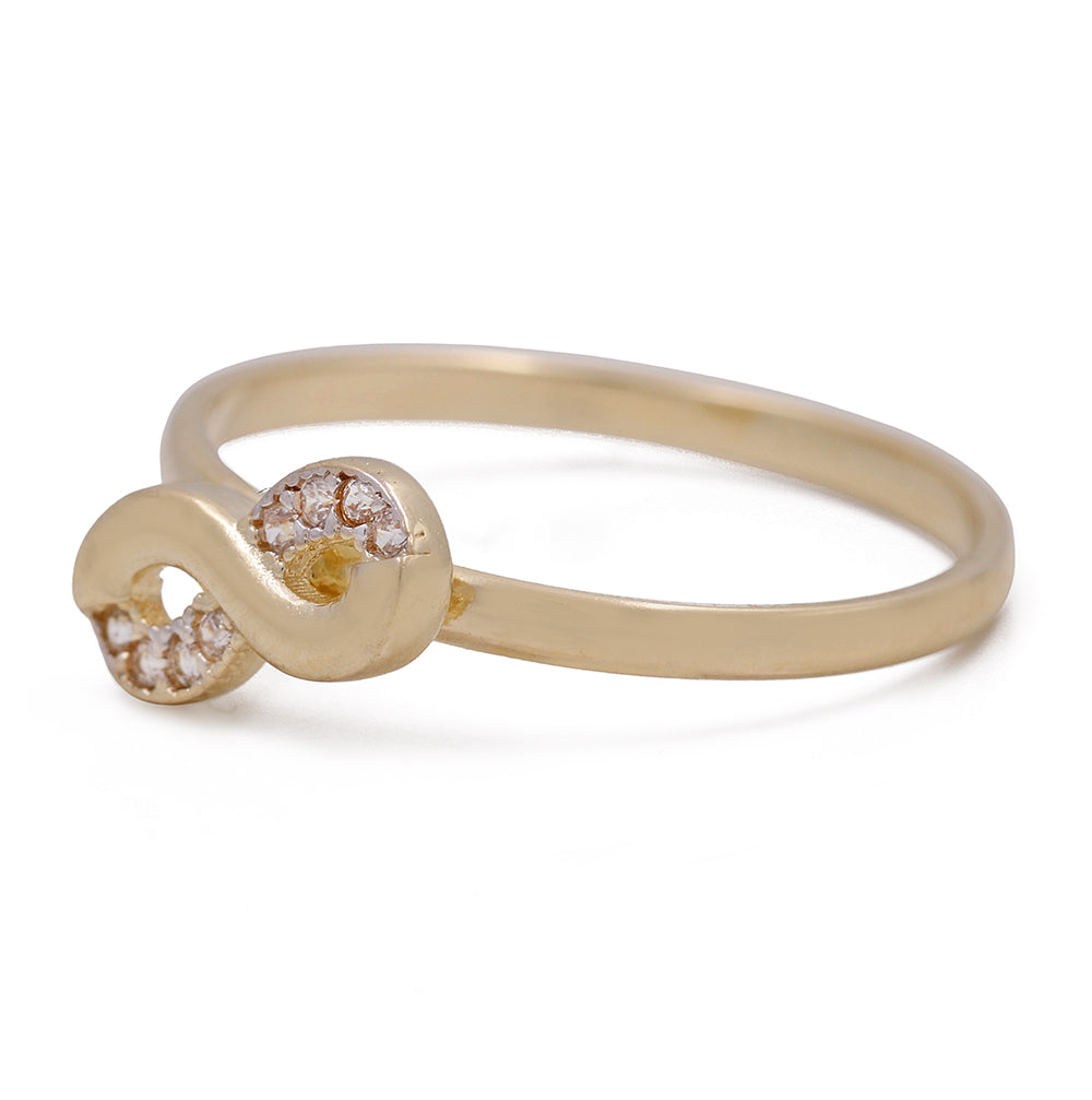 14K Yellow Gold Fashion Infinity Ring with Cubic Zirconias