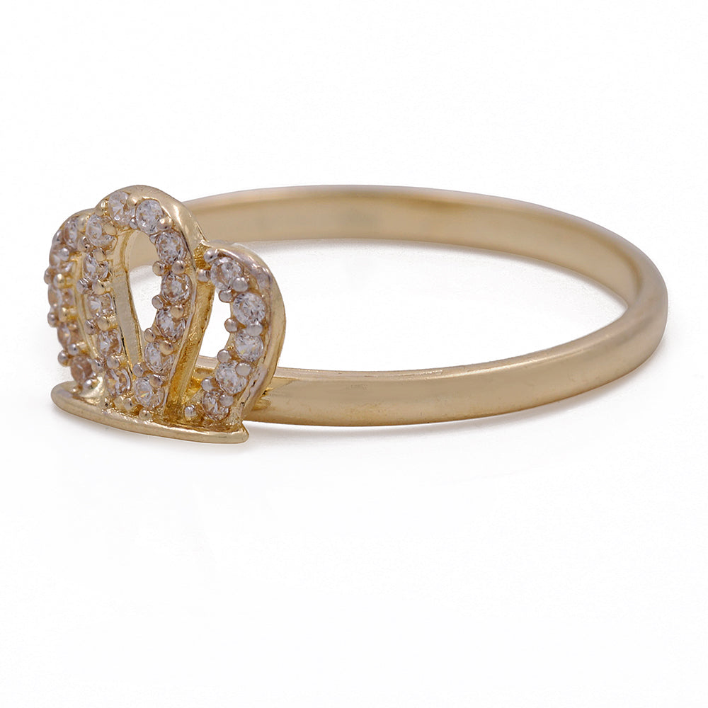14K Yellow Gold Fashion Crown Ring with Cubic Zirconias