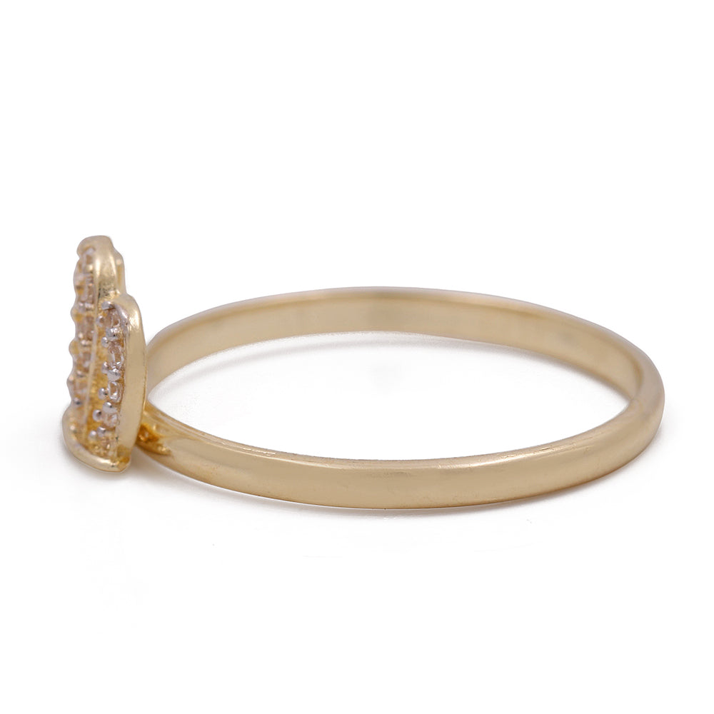 14K Yellow Gold Fashion Crown Ring with Cubic Zirconias