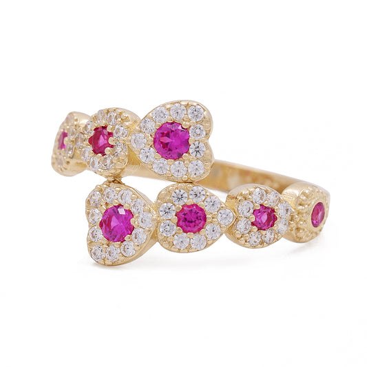 14K Yellow Gold Fashion Ring with Color Stones and Cubic Zirconias