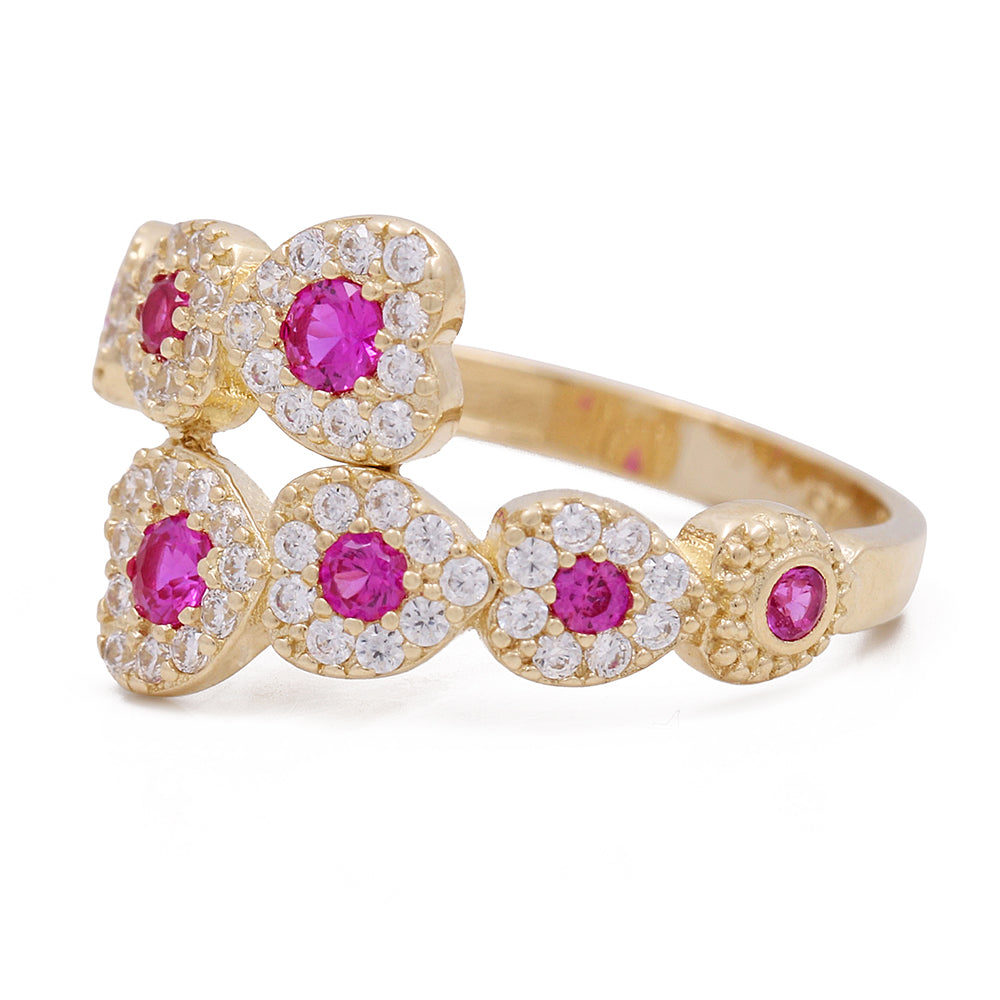 14K Yellow Gold Fashion Ring with Color Stones and Cubic Zirconias