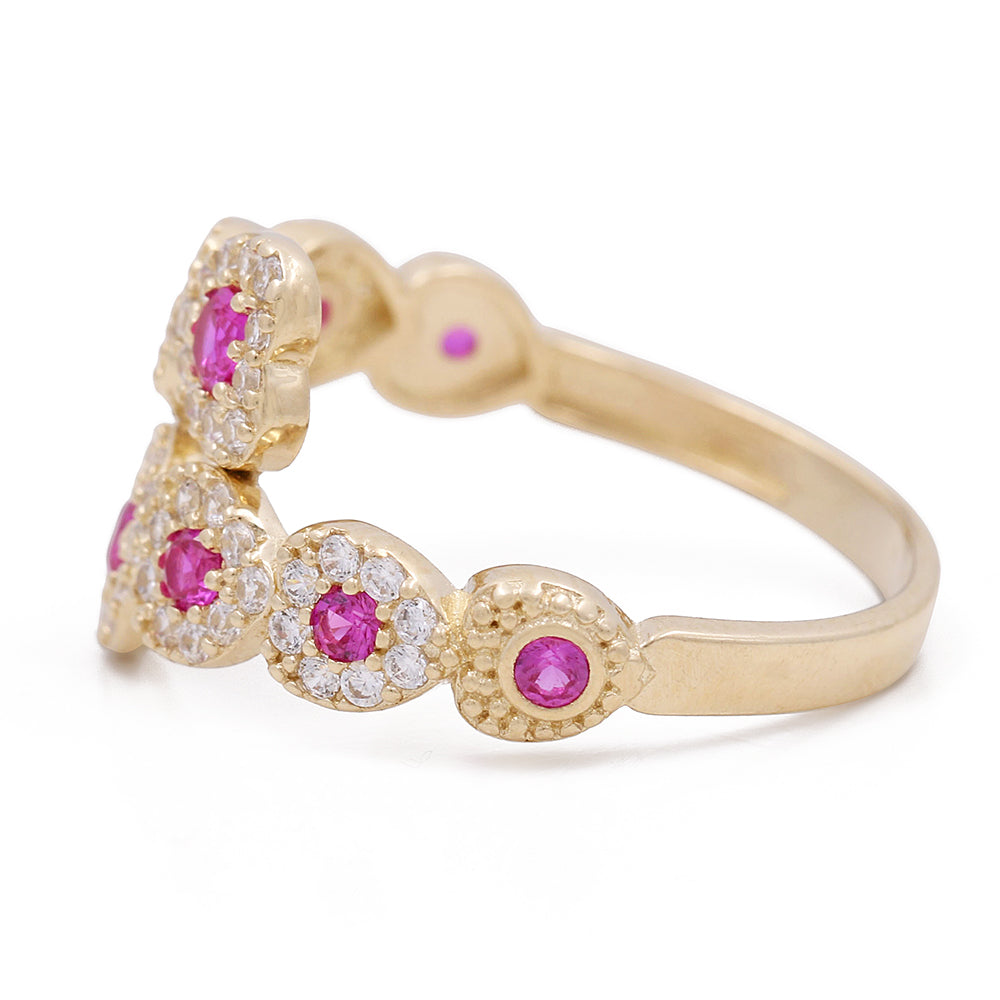 14K Yellow Gold Fashion Ring with Color Stones and Cubic Zirconias