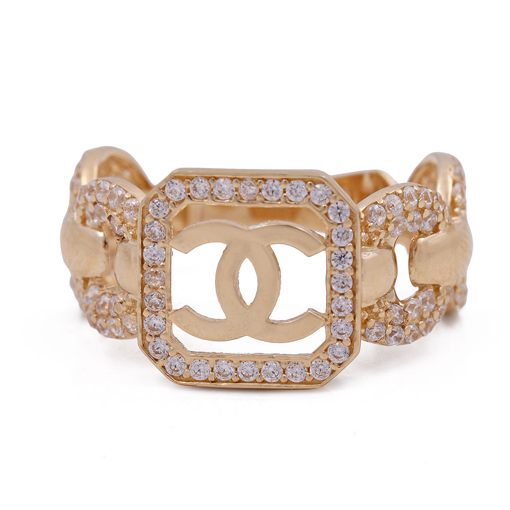 14K Yellow Gold Fashion Ring with Cubic Zirconias Ring