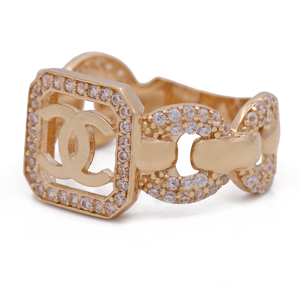 14K Yellow Gold Fashion Ring with Cubic Zirconias Ring