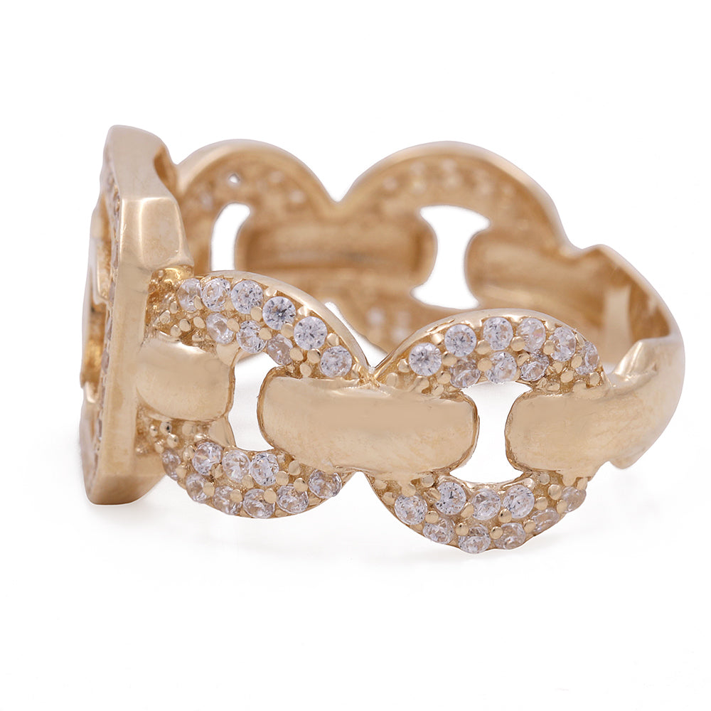 14K Yellow Gold Fashion Ring with Cubic Zirconias Ring