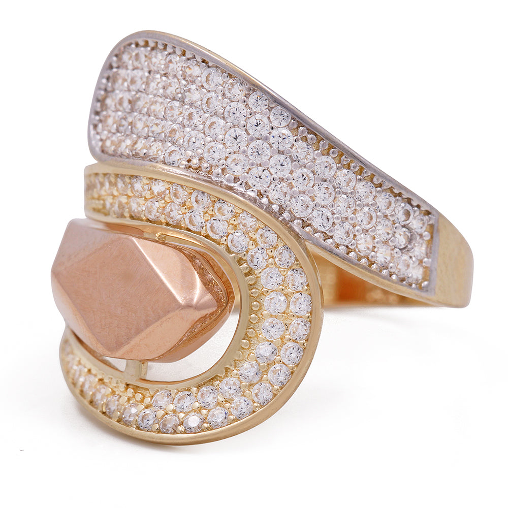 14K Yellow and Rose Gold Fashion Ring with Cubic Zirconias