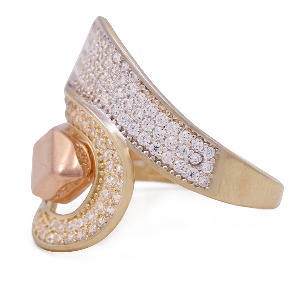 14K Yellow and Rose Gold Fashion Ring with Cubic Zirconias
