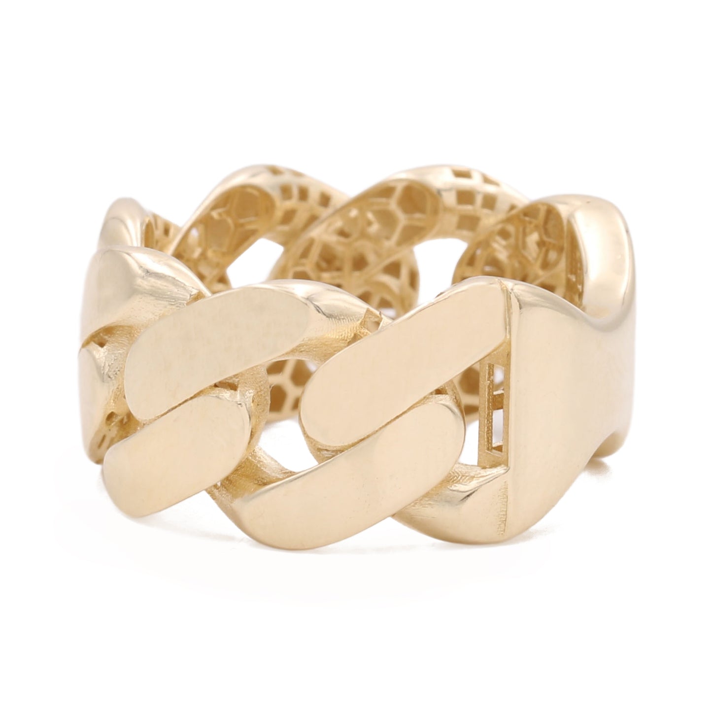 14K Yellow Gold Fashion Cuban Link Ring