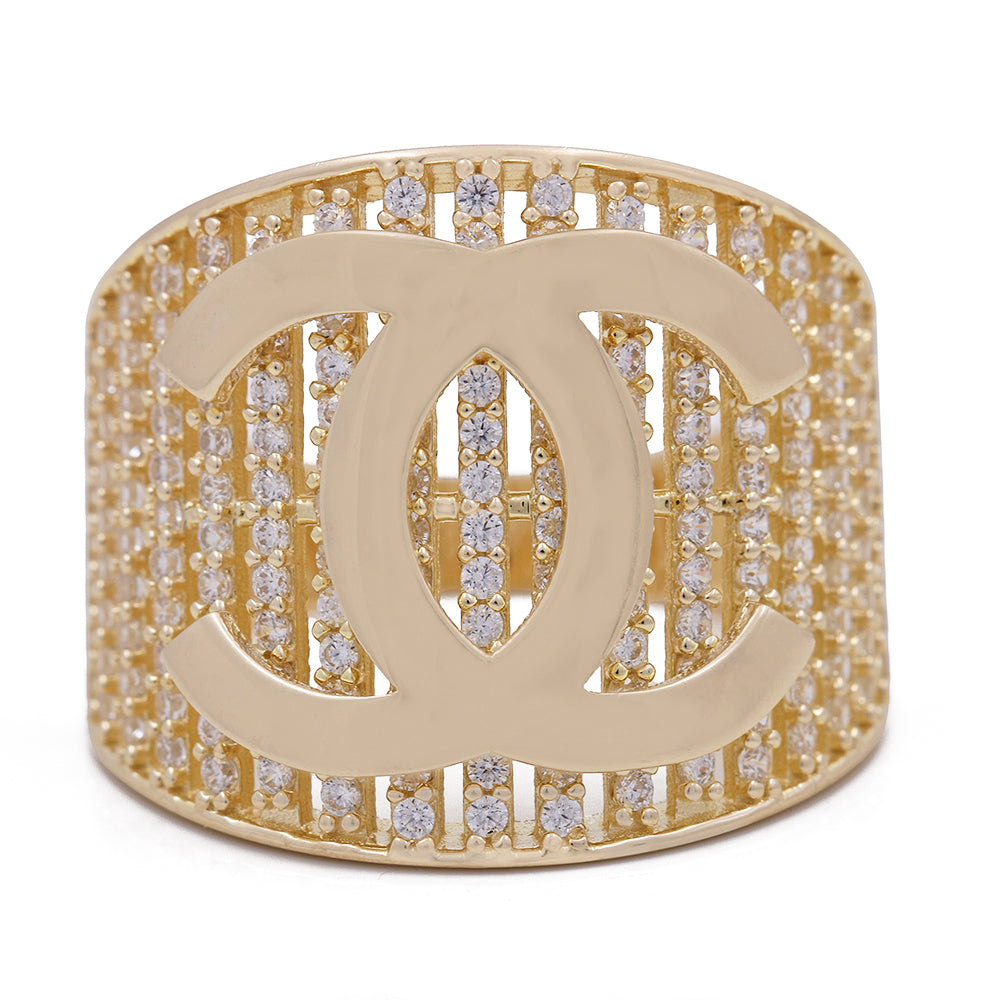 14K Yellow Gold Fashion Ring with Cubic Zirconias