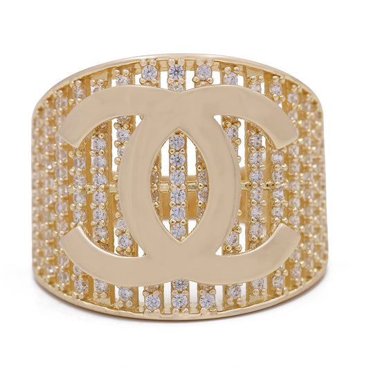 14K Yellow Gold Fashion Ring with Cubic Zirconias