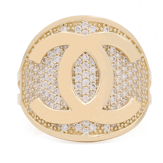 14K Yellow Gold Fashion Ring with Cubic Zirconias