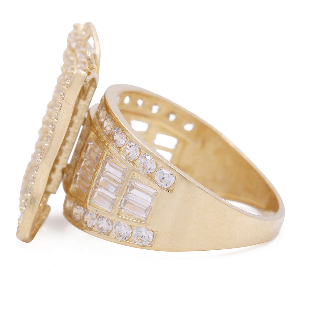 14K Yellow Gold Fashion Butterfly Ring with Cubic Zirconias