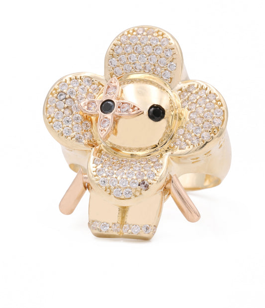 14K Yellow and Rose Gold Flower Ring