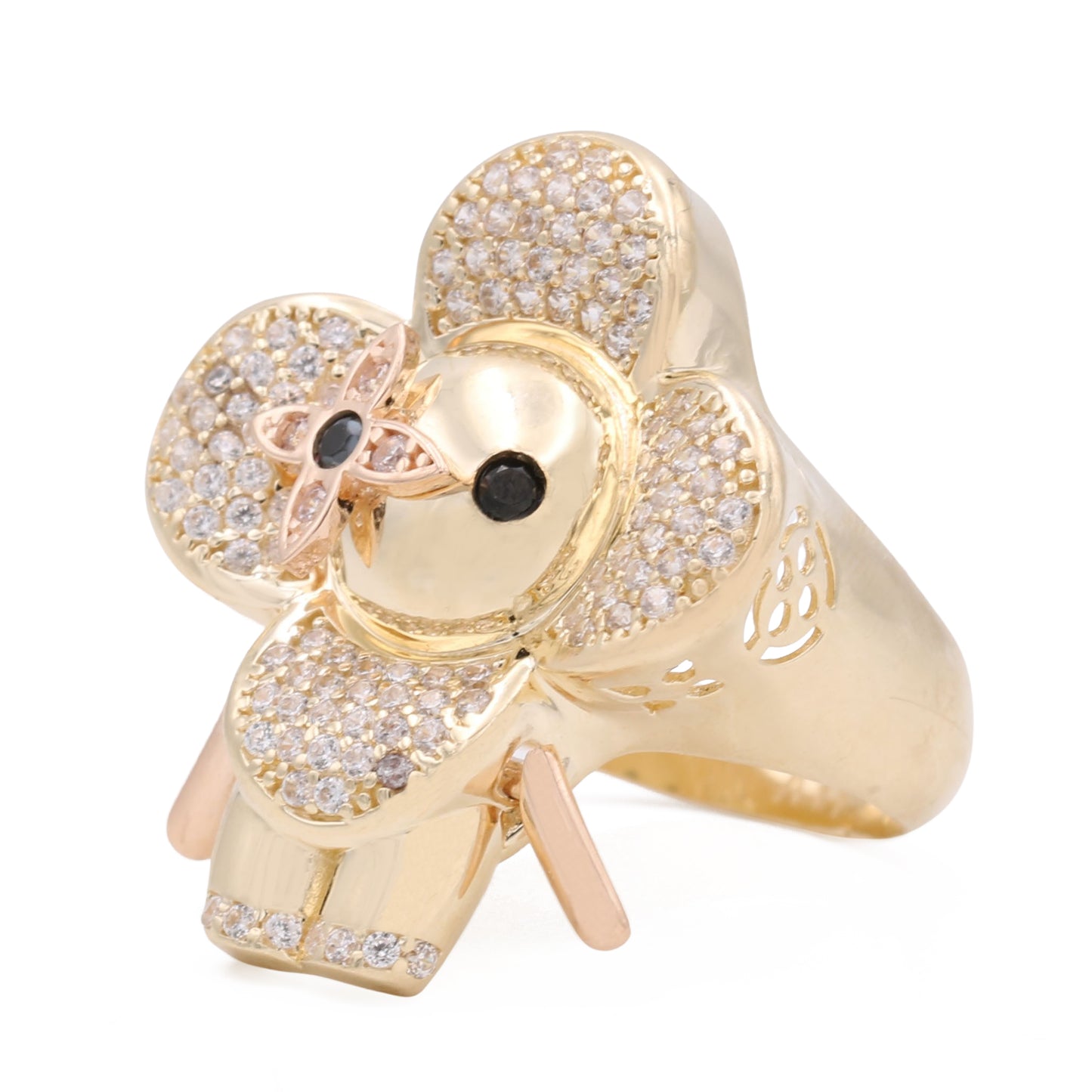 14K Yellow and Rose Gold Flower Ring